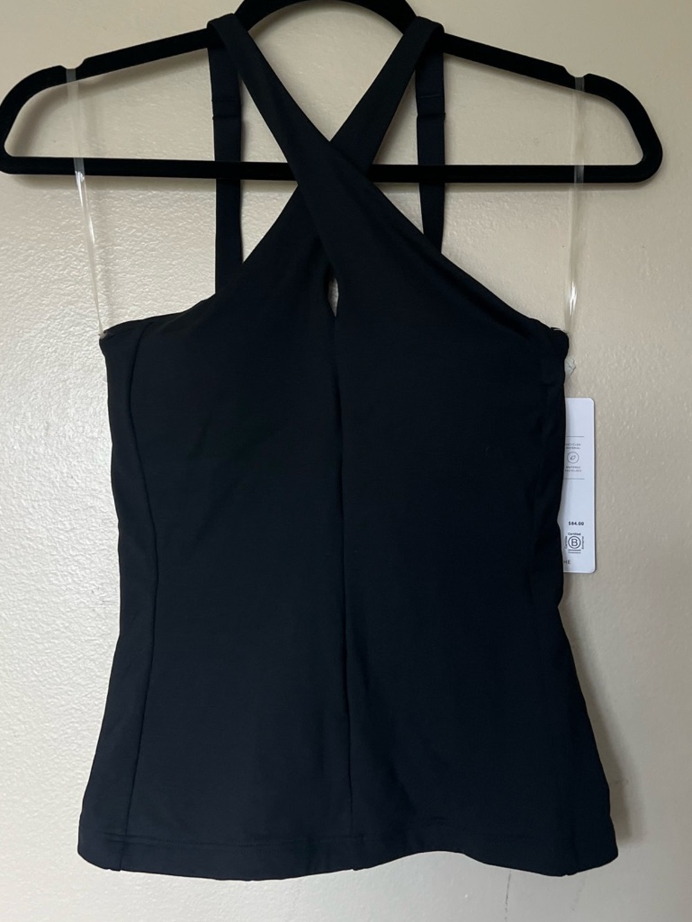 Athleta Black Crossed Tankini Top
